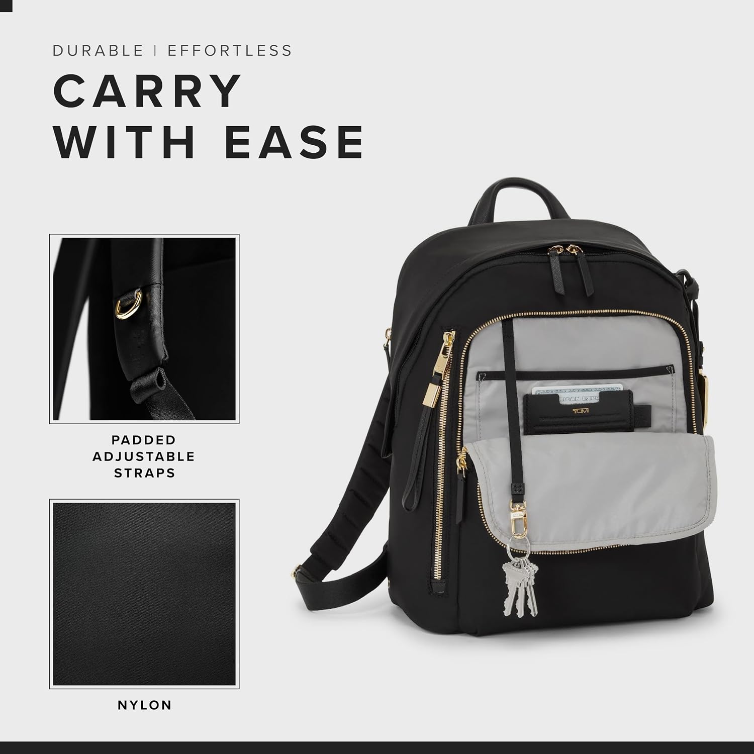 TUMI - Voyageur Halsey Backpack - Travel Backpack - For Business, Fashion, Commute - Holds Up to 14' Screens - Black & Gold