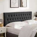 Huatean Home Tufted Upholstered Headboard Full Size, Solid Wood Head Board with Durable Metal Legs, Adjustable Height Full XL headboard from 37' to 51' Fabric Headboard in Modern Button Design, Black