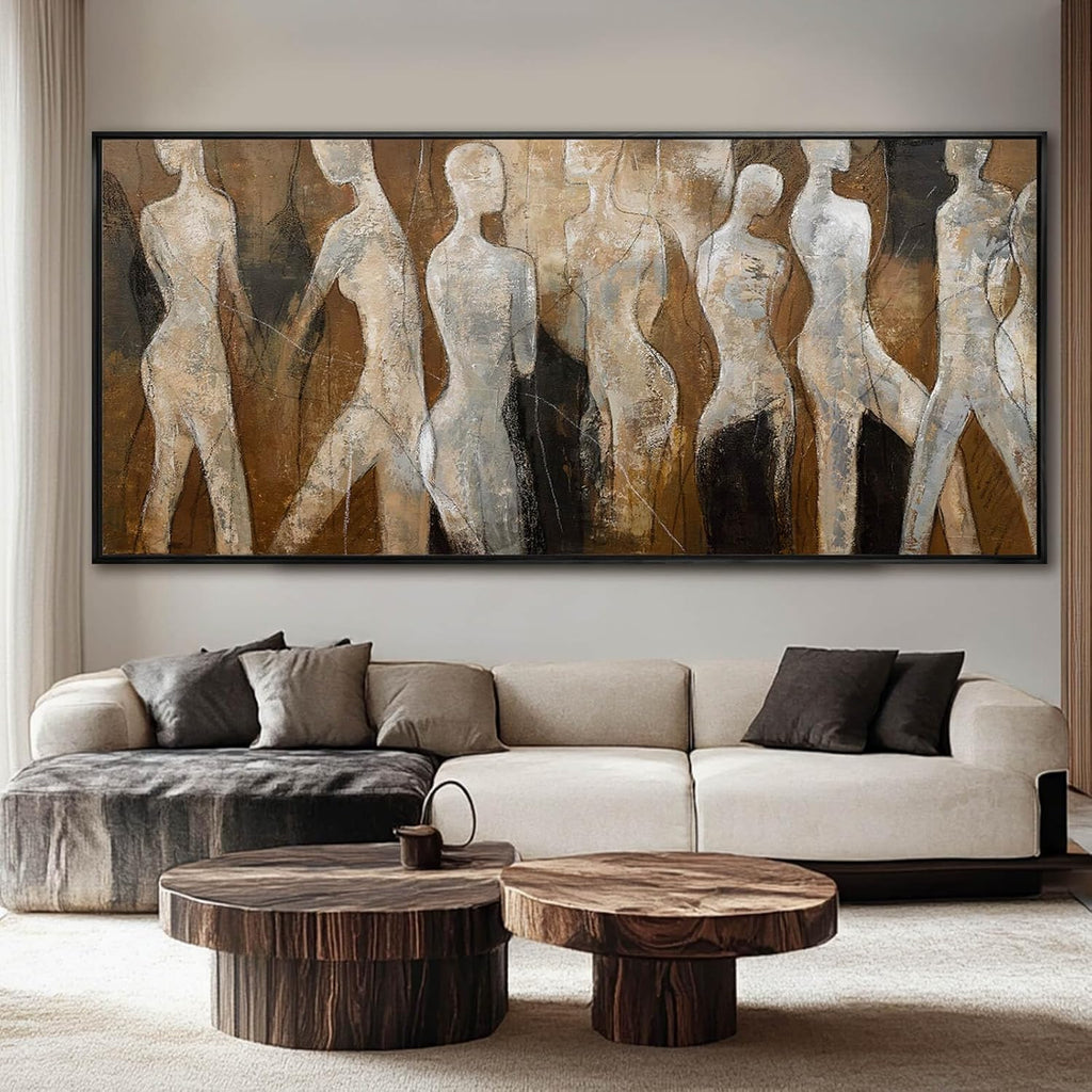 Line Framed Wall Art Figure Wall Prints Contemporary Hanging Wall Decor 32'x70' Large Artwork for Living Room Office Decorations