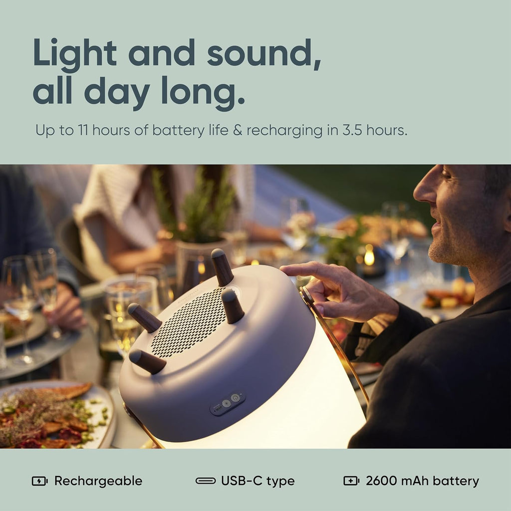 Kooduu Bluetooth Speaker Lamp with Sound by JBL - Cordless, Rechargeable Speaker & Lamp for Indoor/Outdoor Use, Ocean