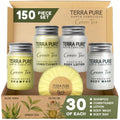 Terra Pure Hotel Soaps & Toiletries Bulk Set | 1-Shoppe Amenities Kit | 1oz Shampoo & Conditioner, Body Wash, Lotion, 1.25oz Bar Soap | Travel Size | 150 Pieces