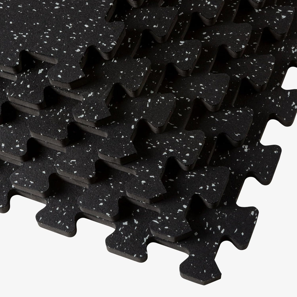 Velotas 3/8-Inch Thick Interlocking Foam Tiles with Rubber Top - Personal Fitness Mat, EVA Foam Puzzle Floor Tiles, for Home Gym Workouts