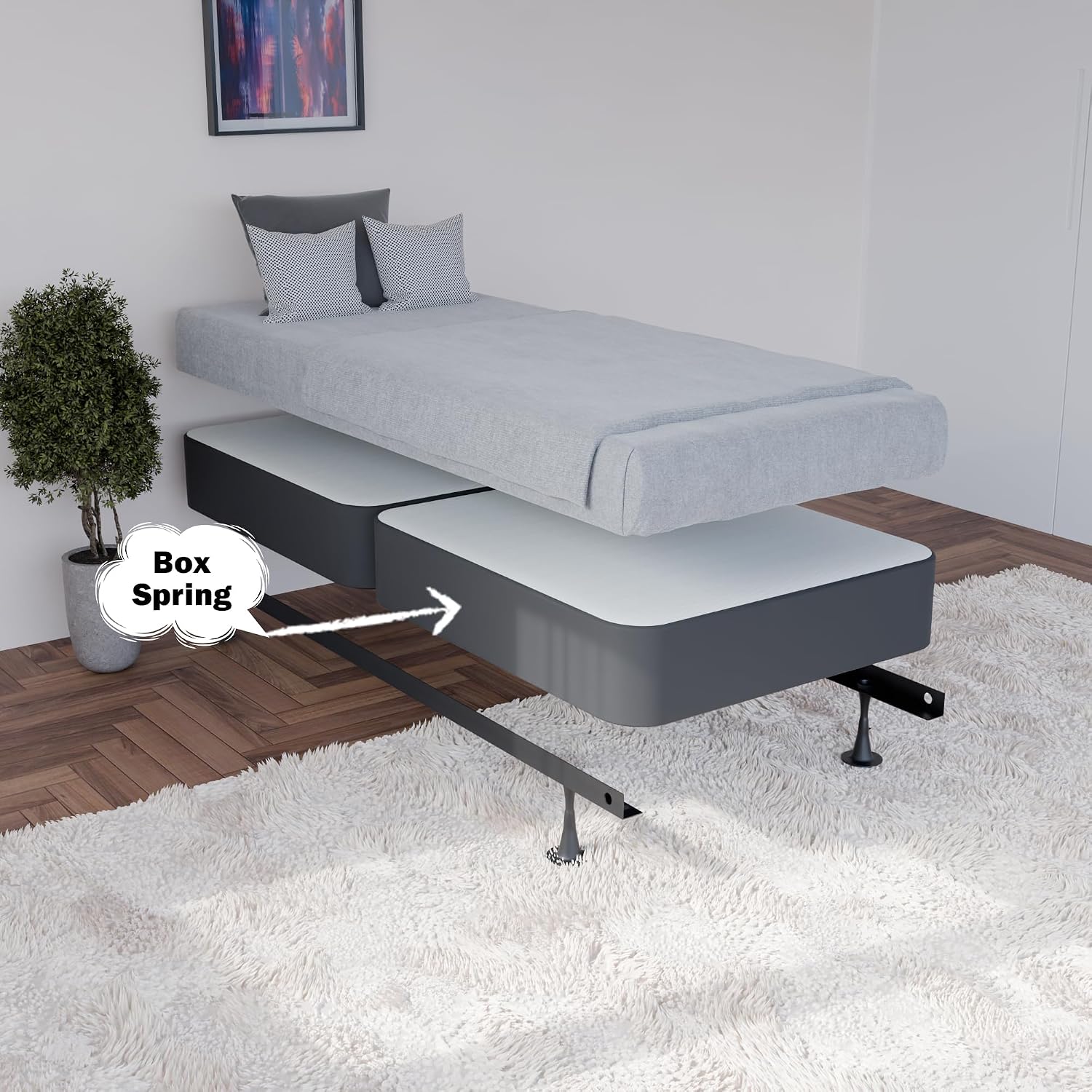 Greaton 4' Split Wood Traditional Box Spring/Foundation For Mattress, Twin XL, Black