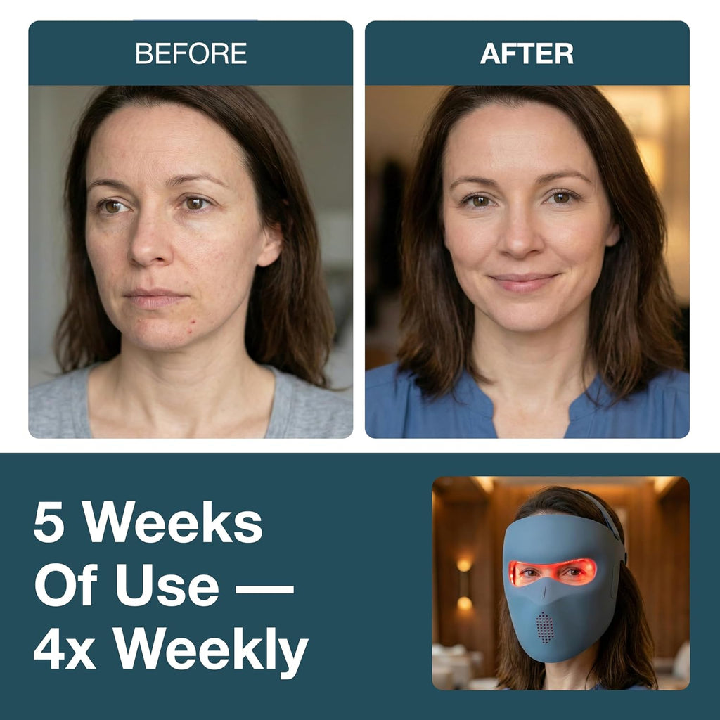 myhalos® Red Light Therapy Face Mask - Medical-Grade LED Light Therapy Device with Nir-Infrared (1072 nm), Red (633 nm) & Blue (460 nm) Light - Anti-Aging Skin Treatment for Wrinkles & Fine Lines