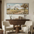 Large Framed Farmhouse Wall Art for Living Room, Vintage Rustic White Barn Canvas Prints, Country Floral Landscape Wall Decor for Bedroom Dining Room Hallway 30x60 Inch