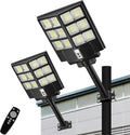6000W 600000LM Solar Street Lights Outdoor Waterproof, IP67 LED Security Flood light with Motion Sensor, Dusk to Dawn Solar Lights Outdoor for Outside, Parking Lot, Yard, Garage, Remote Control, 2PCS