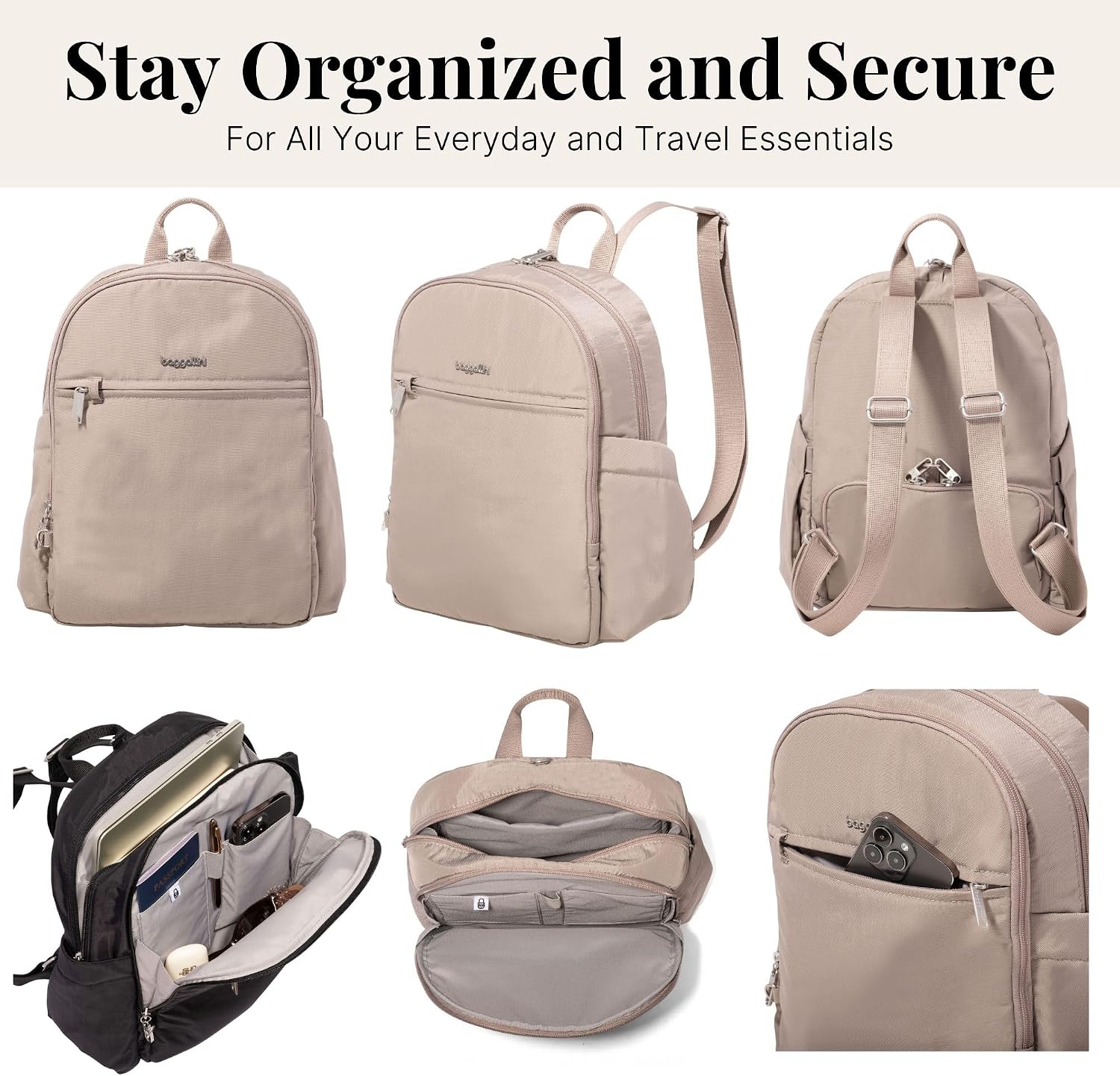 Securtex Anti-Theft Getaway Backpack - 9.4'x13'x5' Travel Safe Bag w/Locking Zippers, Slash-Resistant, RFID