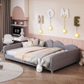 Upholstered Daybed, Sherpa Fabric Sofabed with Cloud-Shaped Backrest, No Box-Spring Needed, Full Size, Gray