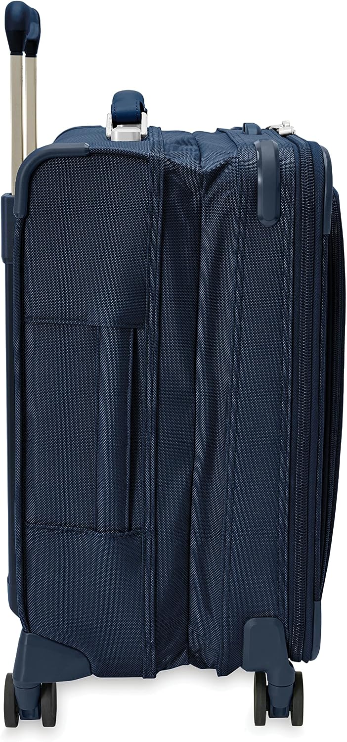 Briggs & Riley Global 21' Carry On Expandable Spinner - Luggage for International Travel, Suitcases with Wheels, Softside Rolling Bag for Men & Women, Self-Repairing Zipper - Baseline Collection, Navy
