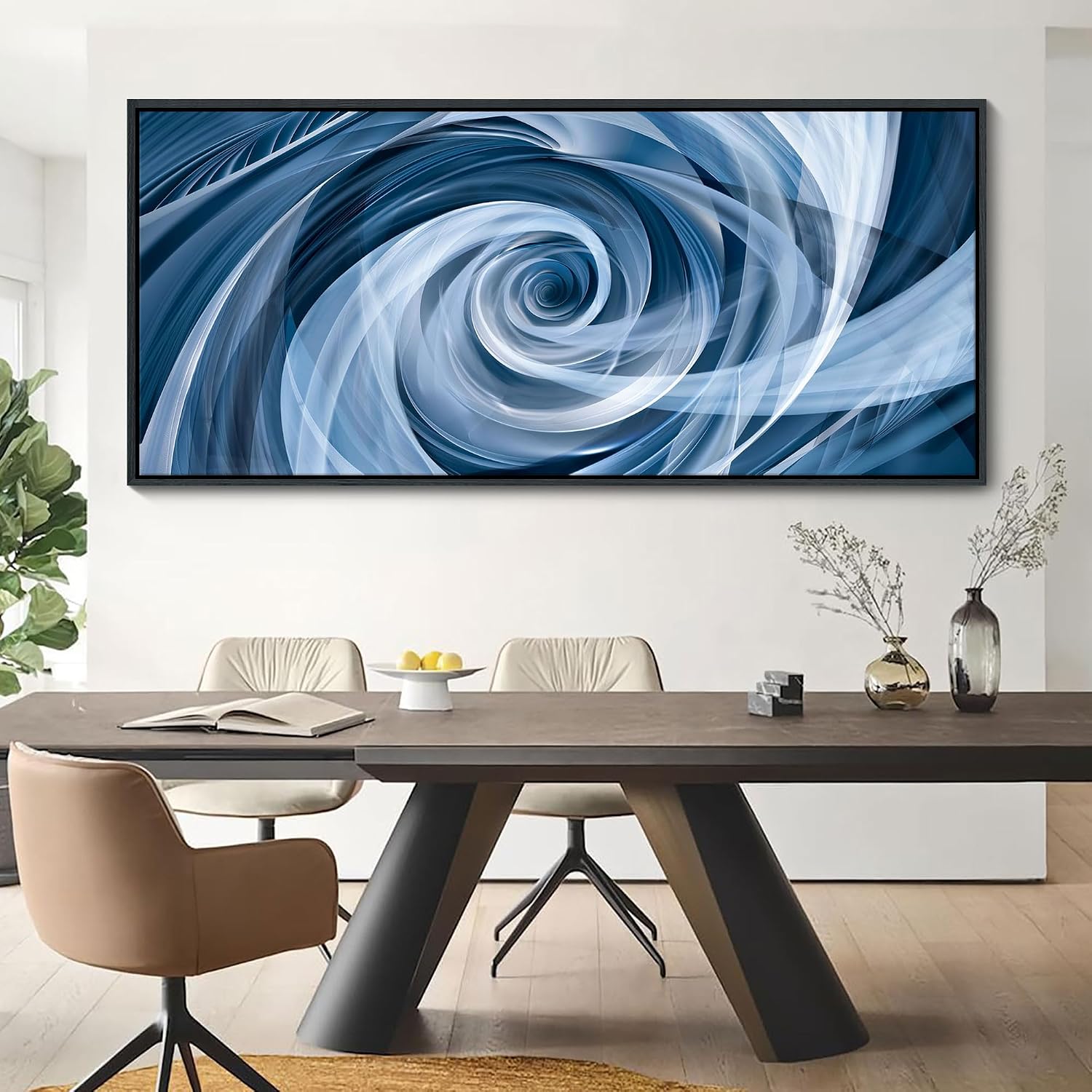 YDYSUNE Abstract art painting blue pictures wall decor white Vortex background modern artwork decoration living room bedroom kitchen 70x31inches