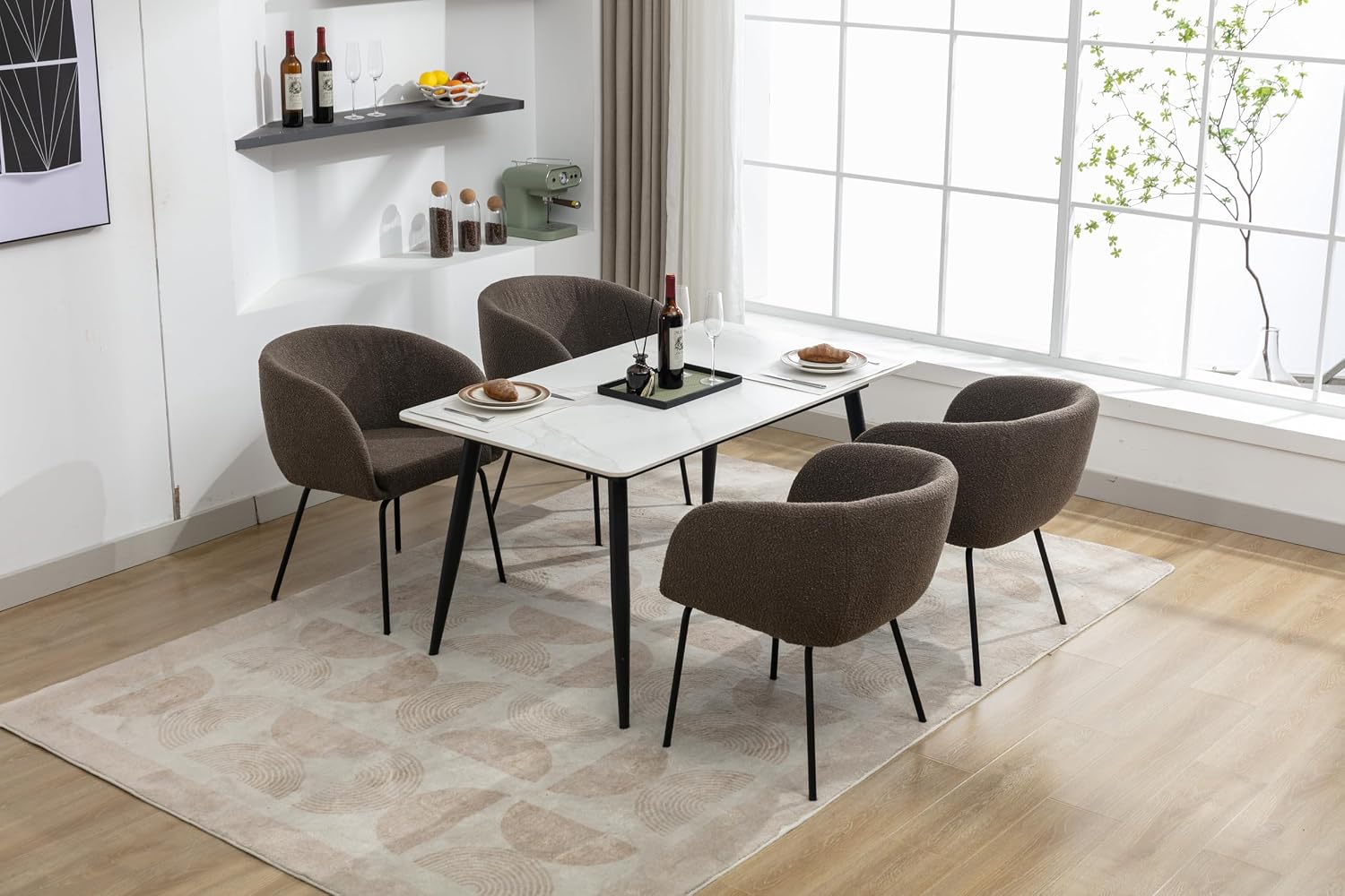 Luxury Velvet Swivel Dining Chairs Set of 2 Beige Chairs for Living Room or Bedroom Single Light Luxury Design Metal Legs Elegant Furniture for Home Décor (Brown + Black Legs Set of 2)