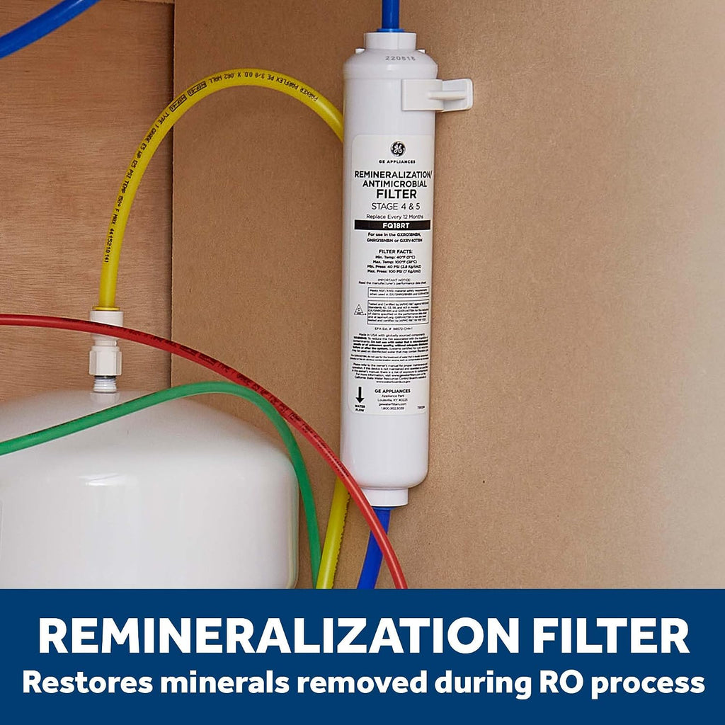 GE 5-Stage Reverse Osmosis Under Sink Water Filtration System with Faucet, Reduces 95+ Impurities including Lead, Chlorine, Arsenic, Filters FQ18PN, FQ18MN, FQ18RT, GXRV40TBN