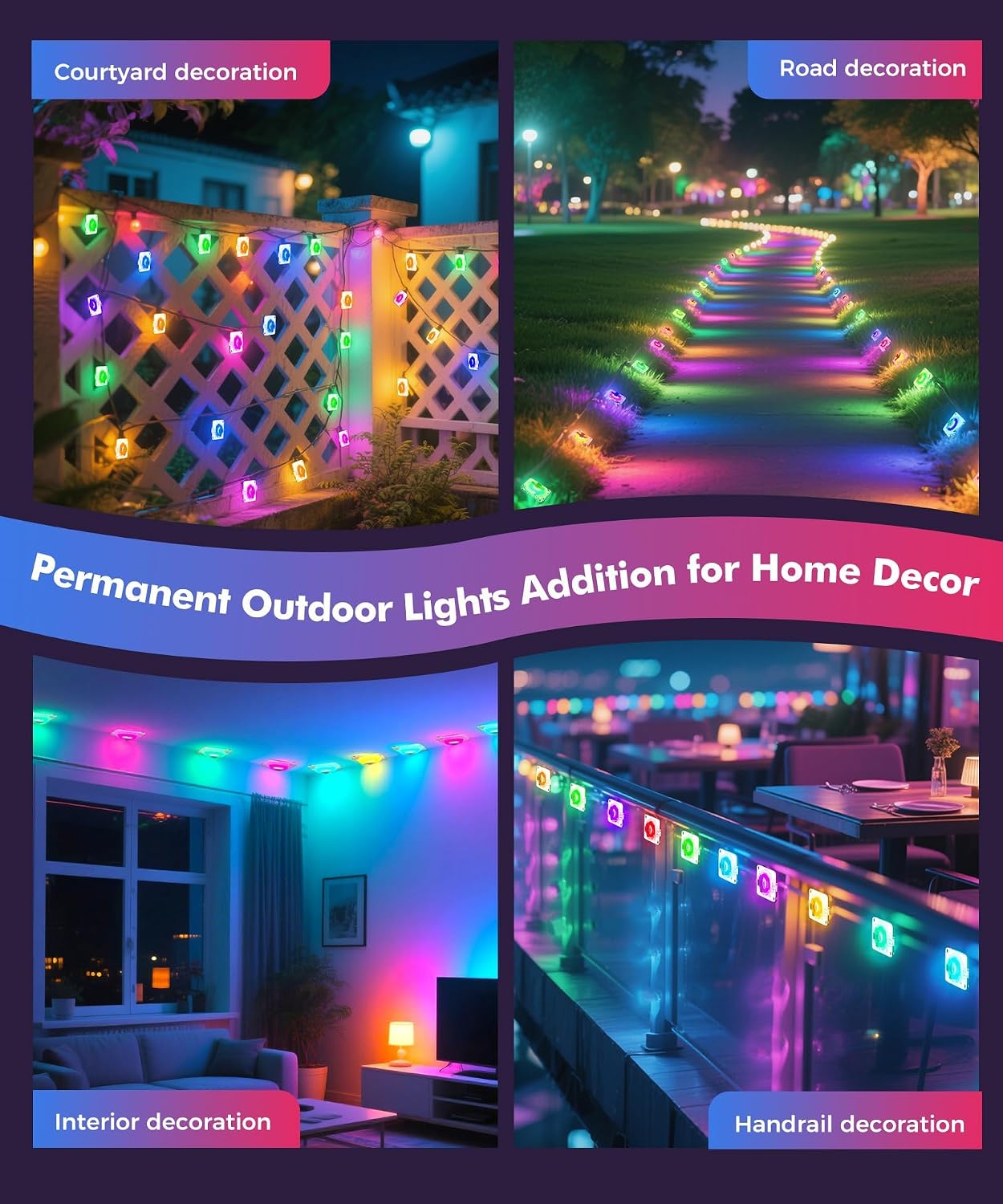 POOFZY Permanent Outdoor Lights for House,100ft RGB+IC Smart Outdoor Decor, 50 Scene Modes,App/Remote Control,IP67 Waterproof,for Christmas,Easter,V-Day,Thanksgiving,Daily & Holiday Party Decor