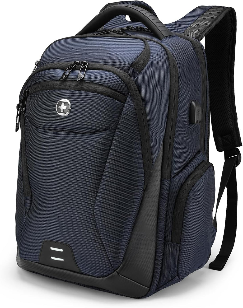 Swissdigital Design Men's Laptop Backpack for College and Business Travel with Integrated USB Charging Port and RFID Protection Fits Laptops up to 15.6 inch, Blue | SD1695-12