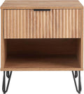 Manhattan Comfort Dumbo Fluted Nightstand with Drawer and Open Shelf, Gold Hairpin Legs and Metal Handle, Snap Tool-Free Assembly, Bedside Accent Table for Bedroom, Office, Living Room in Golden Brown