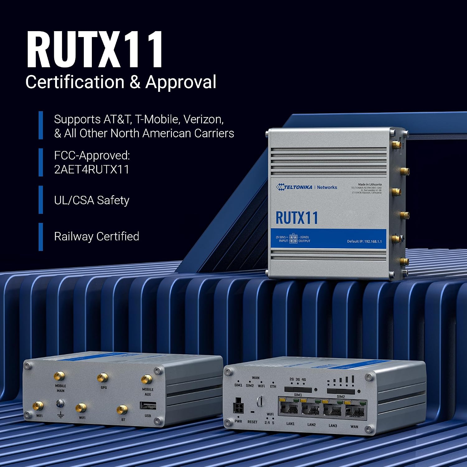 Teltonika RUTX11 Industrial Cellular WiFi Router Dual SIM Card Slot - 4G LTE CAT 6, Speeds Up to 300 Mbps - LAN, WiFi, & Bluetooth LE Connectivity - RMS Compatible, Auto Failover (TELRUTX11100400)
