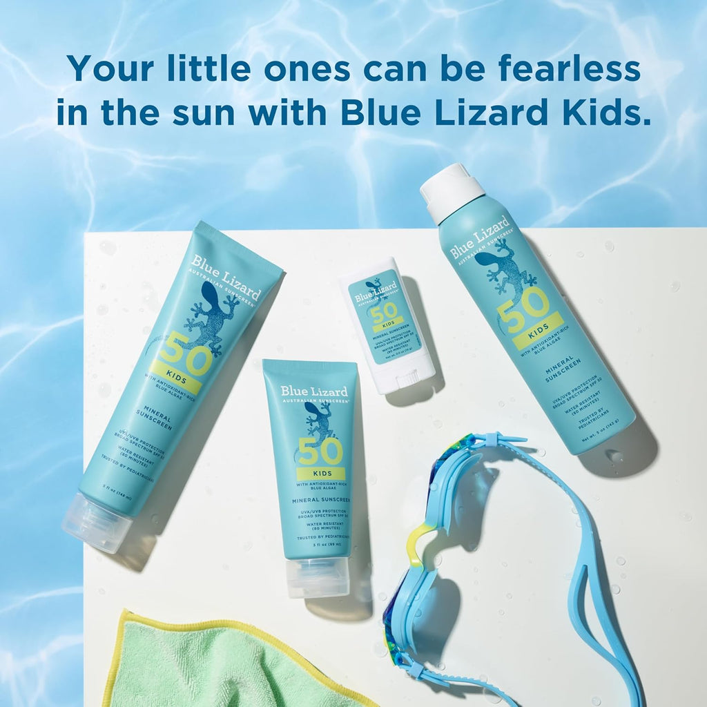 Blue Lizard Kids Mineral SPF 50 Sunscreen Stick, Zinc Oxide, 100% Mineral Actives, Developed for Kids' Sensitive Skin, TSA-Friendly, Vegan, Paraben-free, Fragrance-Free, 0.5 oz (Pack of 12)