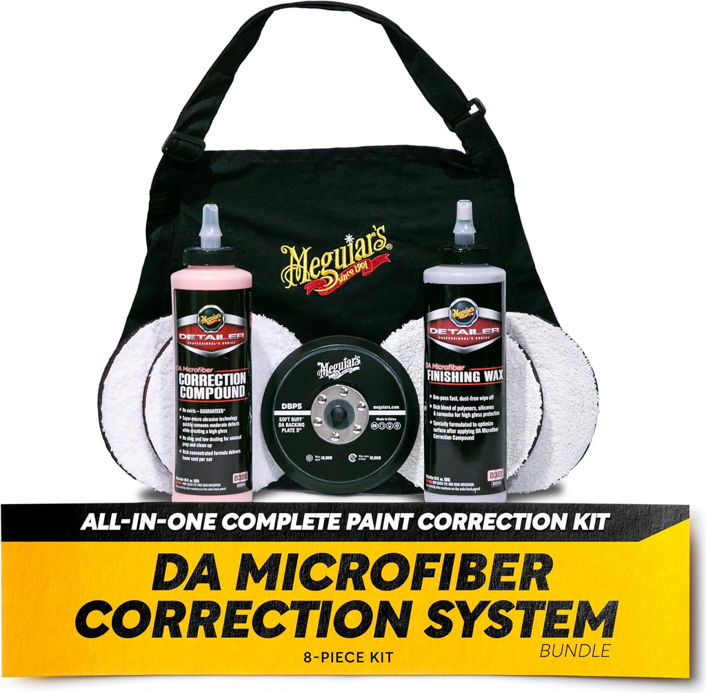 Meguiar's DA Microfiber Correction System 5' Starter Car Detailing Kit, Complete Paint Correction Kit with Cutting Discs, Backing Plate, Correction Compound, Finishing Wax, and More