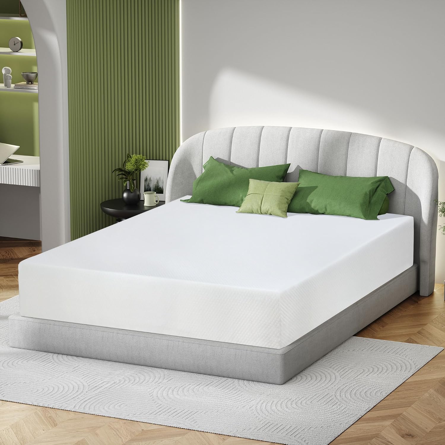MKDLUFEI King Mattress 12 Inch, King Size Memory Foam, Medium Firm, White