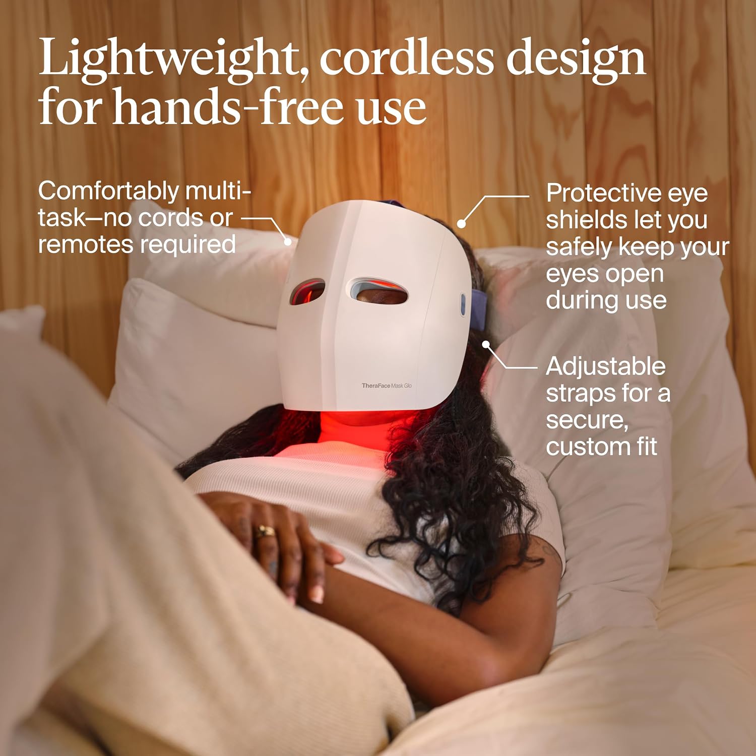 TheraFace Therabody Mask Glo - Cordless LED Skincare Face Mask with Red/Blue/Infrared Light & Relaxing Scalp Massage for Glowing, Healthier-Looking Skin - FDA Cleared