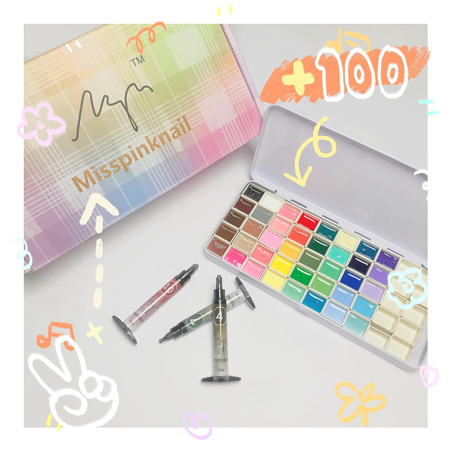 Gel palette Painting gel for nail art 40colors individual squares UV LED for Nail Art DIY