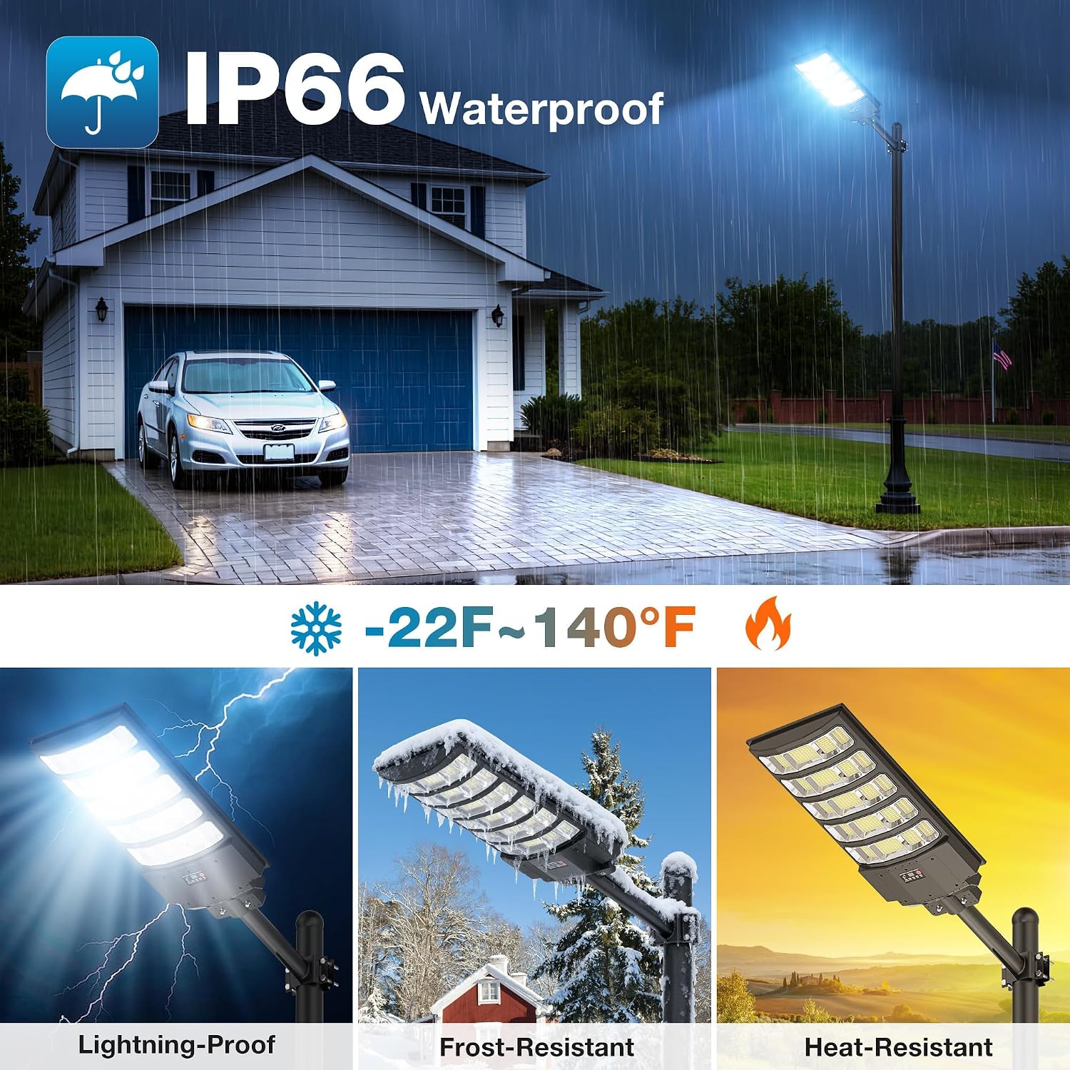 WYWNA 10000W Solar Street Lights Outdoor, Motion Sensor Dusk to Dawn Solar Flood Light, IP66 Waterproof Security Lighting with Remote Control for Yard, Driveway, Parking Lot, Garage (2Pack)