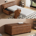 Folding Ottoman Sleeper Bed with Foldable Foam Mattress, Faux Leather Upholstered with Pull Out Bed and Steel Frame Base, Twin Size, for Living Room Bedroom Office (Brown PU)