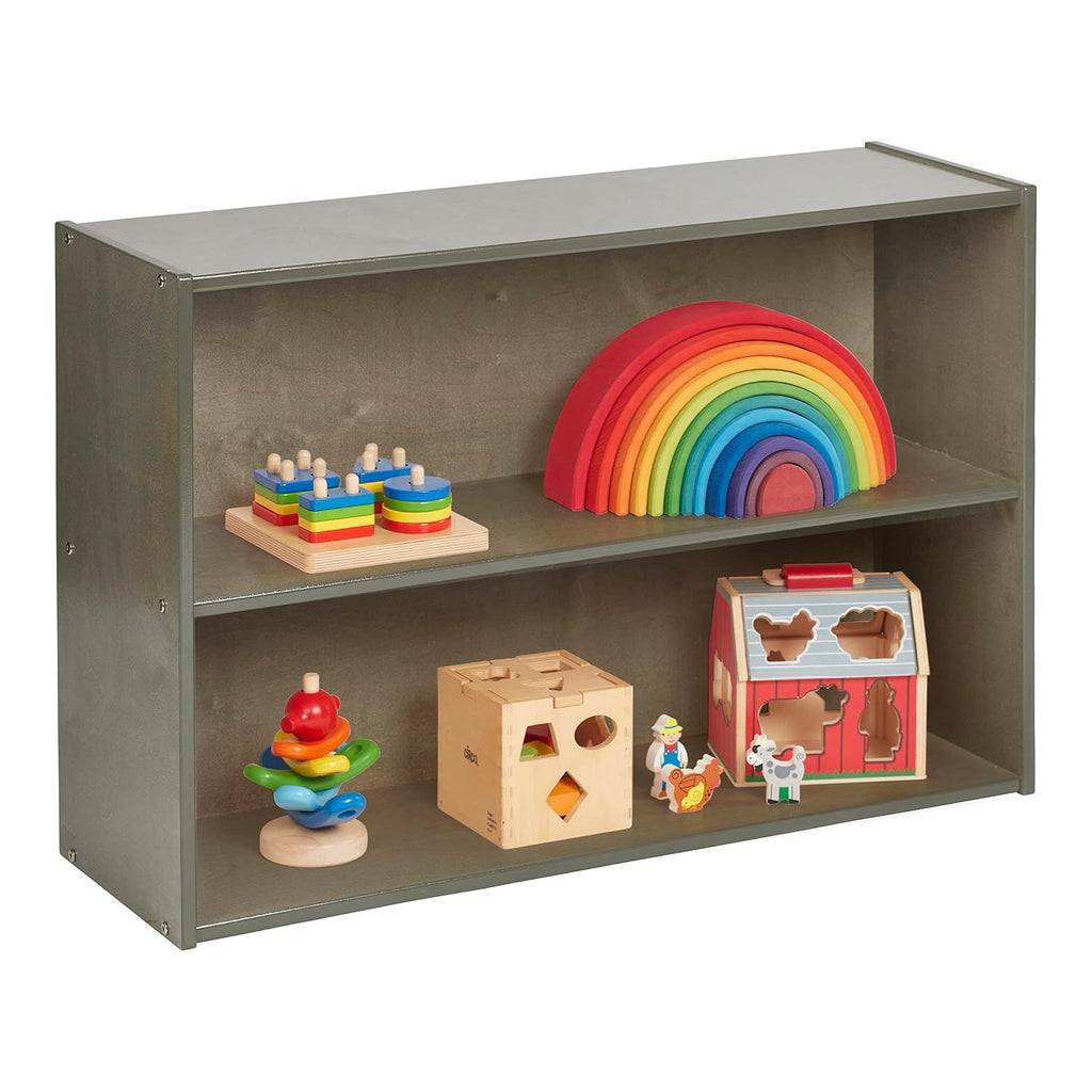 ECR4Kids Streamline 2-Shelf Single-Sided Storage Cabinet, 24in, Classroom Furniture, Grey Wash