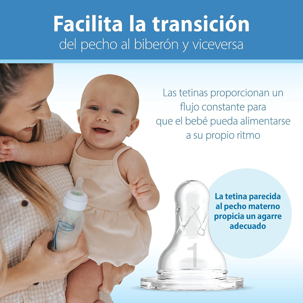 Dr. Brown's Natural Flow Anti-Colic Options+ Narrow Baby Bottle Gift Set with Advantage Pacifier & Bottle Travel Caps, 0m+ (Packaging/Pacifier May Vary) (Pack of 6)