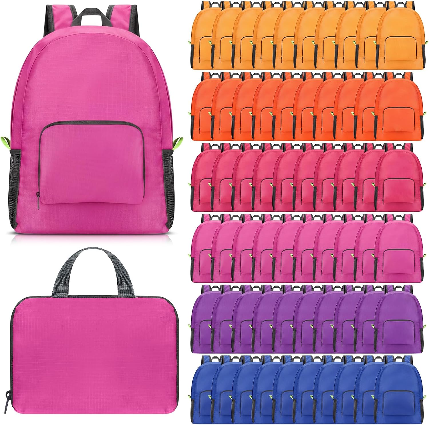 Eccliy 50 Pack Backpacks Bulk 17 Inches Back Pack Basic Backpack for Adult Lightweight Outdoor Travel Bookbags(6 Vibrant Color)