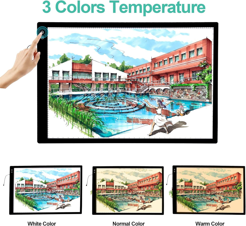 Rechargeable A1 Light Pad - Ultra-Thin Large Diamond Painting Light Board, 3 Colors 6 Levels Adjustable Brightness Tracing Light Box, Wireless Tracing Light Table for Weeding Vinyl Drawing