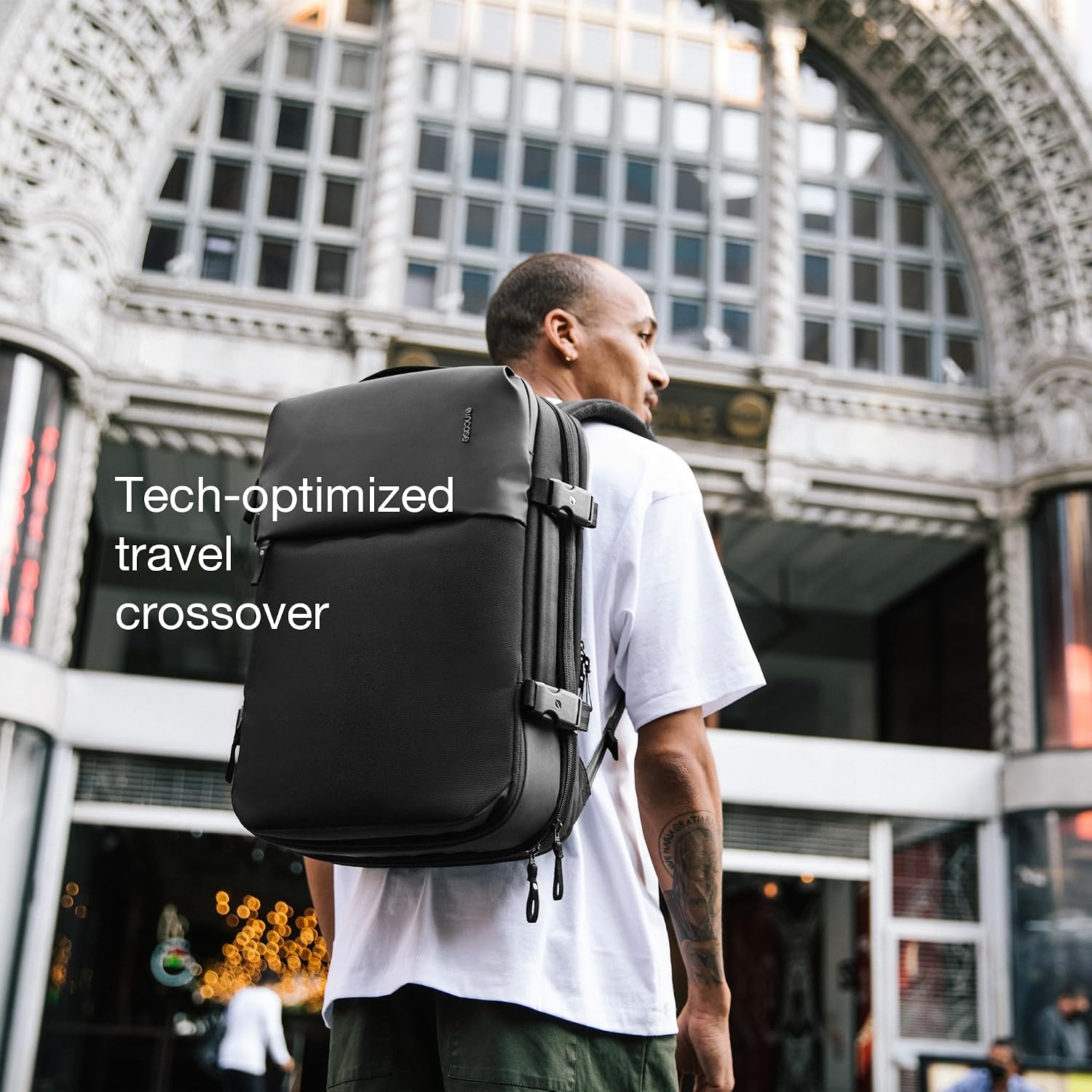 Incase A.R.C. Travel Backpack 38L – Expandable Carry On Luggage, Fits up to 17' Laptop – Butterfly Opening, Quick Access Pocket, Shoe Storage – Airplane Travel Essentials, Weekend Bag – Black