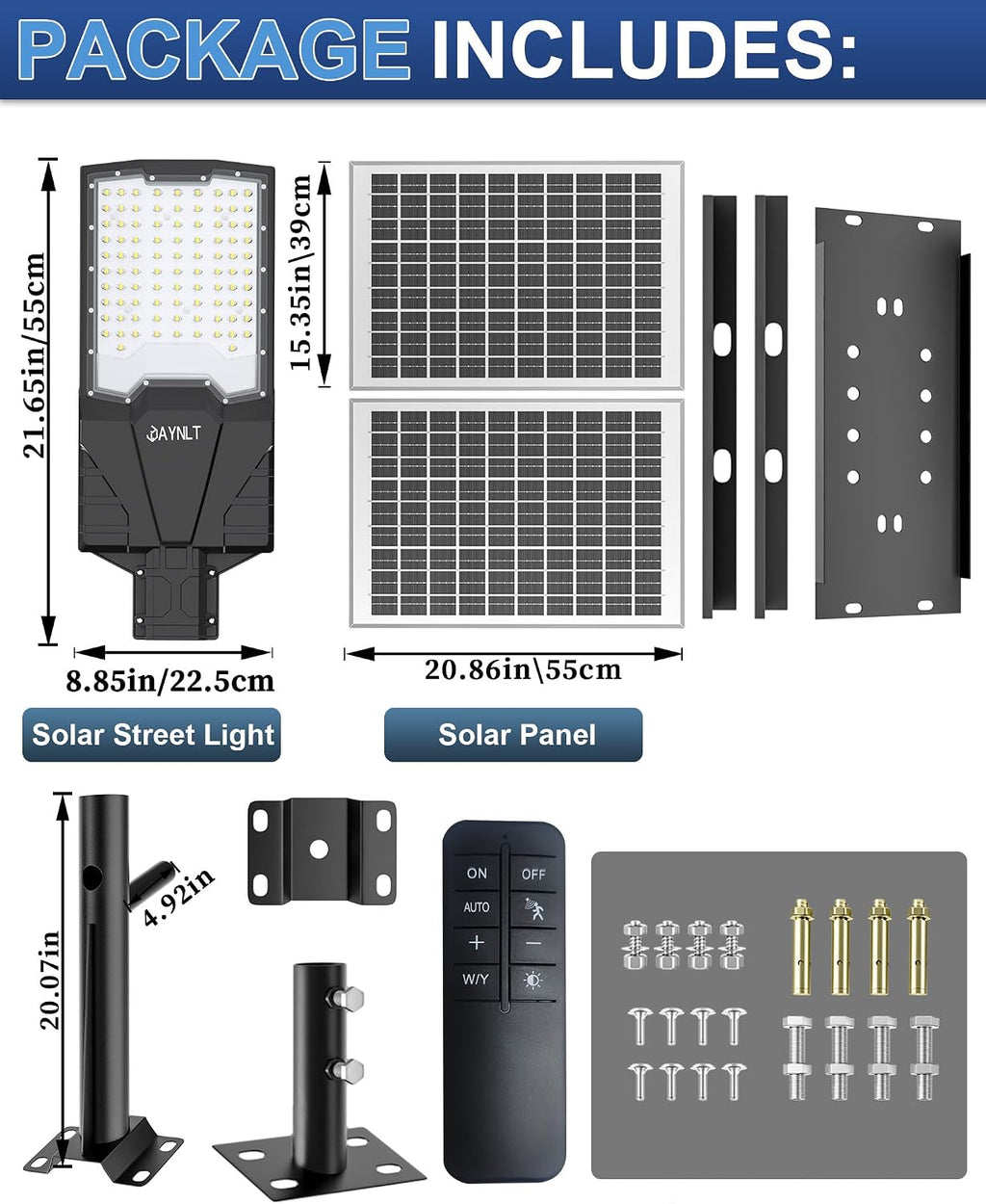 JAYNLT X-18000W Solar Street Lights Outdoor, 6500K Ultra-Large Parking Lot Lights Commercial Dusk to Dawn,IP67 Waterproof Solar Power Flood Security Lamps for Playground,Garage