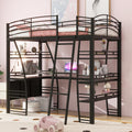 Metal Twin Size Loft Bed with 4 Layers of Shelves and L-Shaped Desk,a Set of Sockets, USB Ports and Wireless Charging,for Kids Teens Adults Bedroom (Twin, Black@Charging)