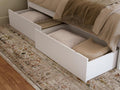 Pemberly Row Solid Wood Underbed Storage Drawers, 40 in W x 24.5 in D x 12 in H, White Finish, Set of 2, Non-Marking Rollers, Compatible with Queen, King or Twin XL Beds for Bedroom Organization