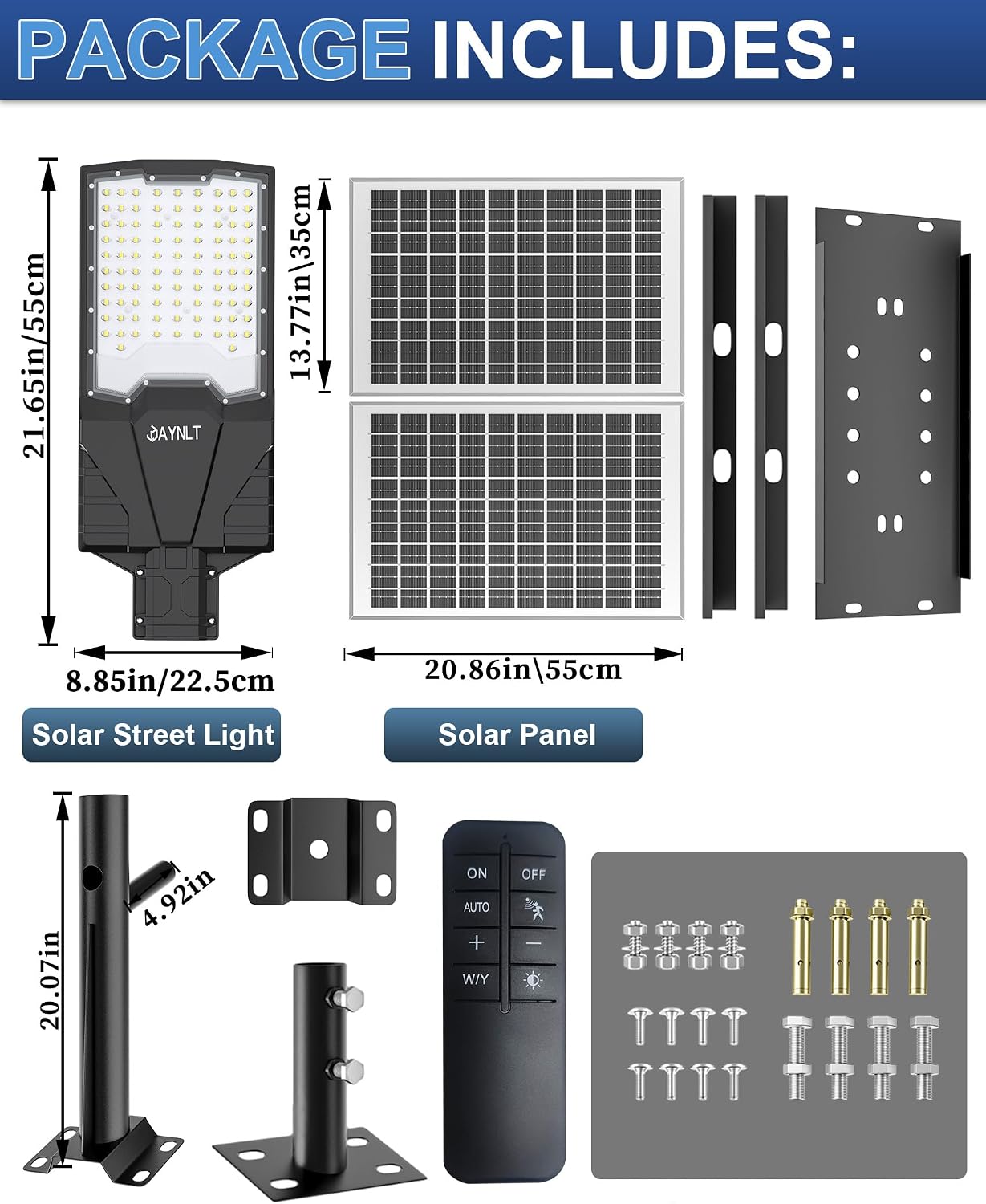 JAYNLT X-10000W Solar Street Lights Outdoor,6500K Ultra-Large Parking Lot Lights Commercial Dusk to Dawn,IP67 Industrial Grade Waterproof Solar Power Flood Security Lamps for Driveways,Yard
