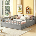 Bellemave Full Size Floor Bed with Slats and Door, Full Size Montessori Floor Bed with Rails, Easy Assemble Montessori Beds Frame for Bedroom, Gray
