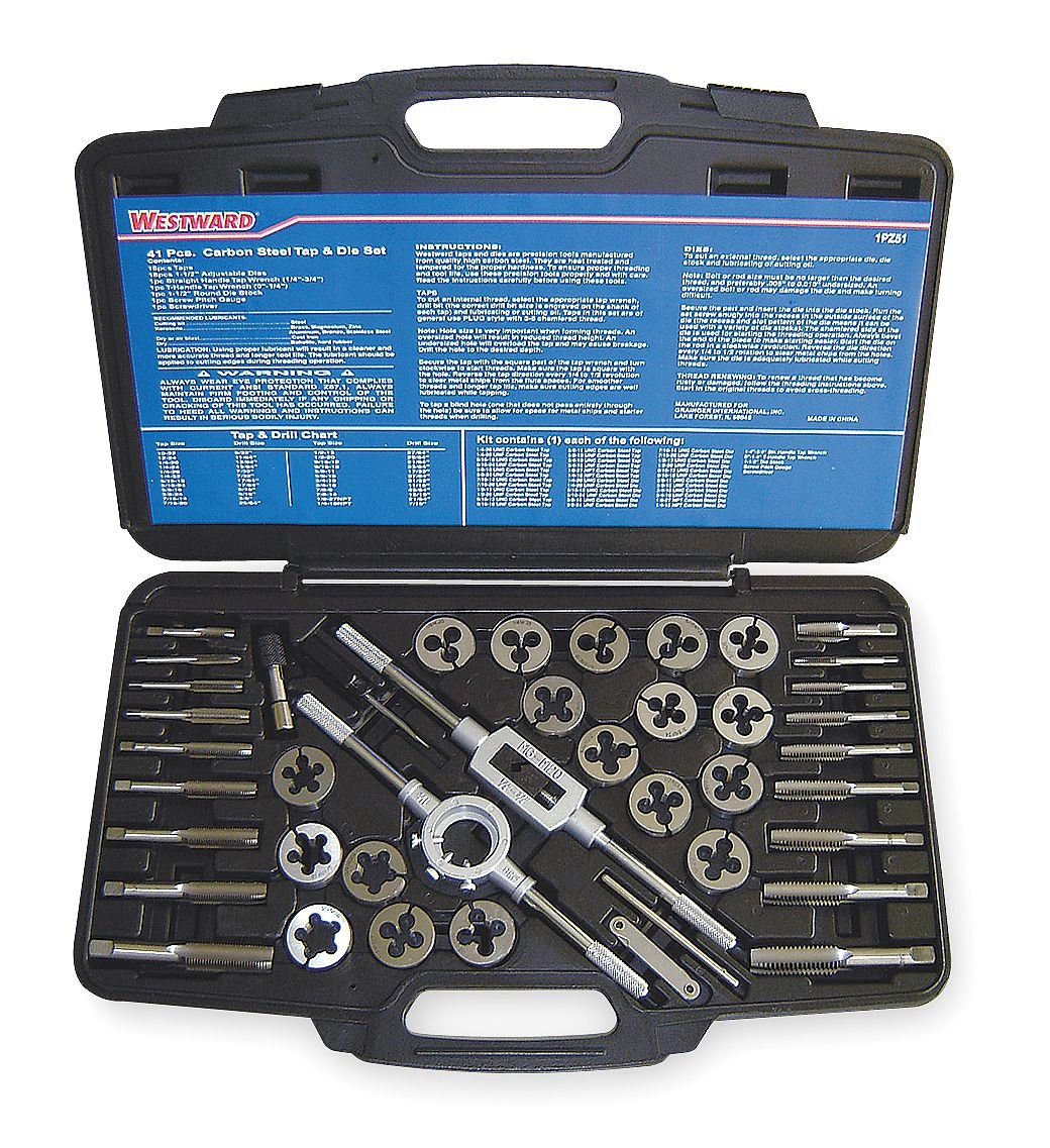 Westward 1PZ51 Tap/Die Set, 41 Pieces