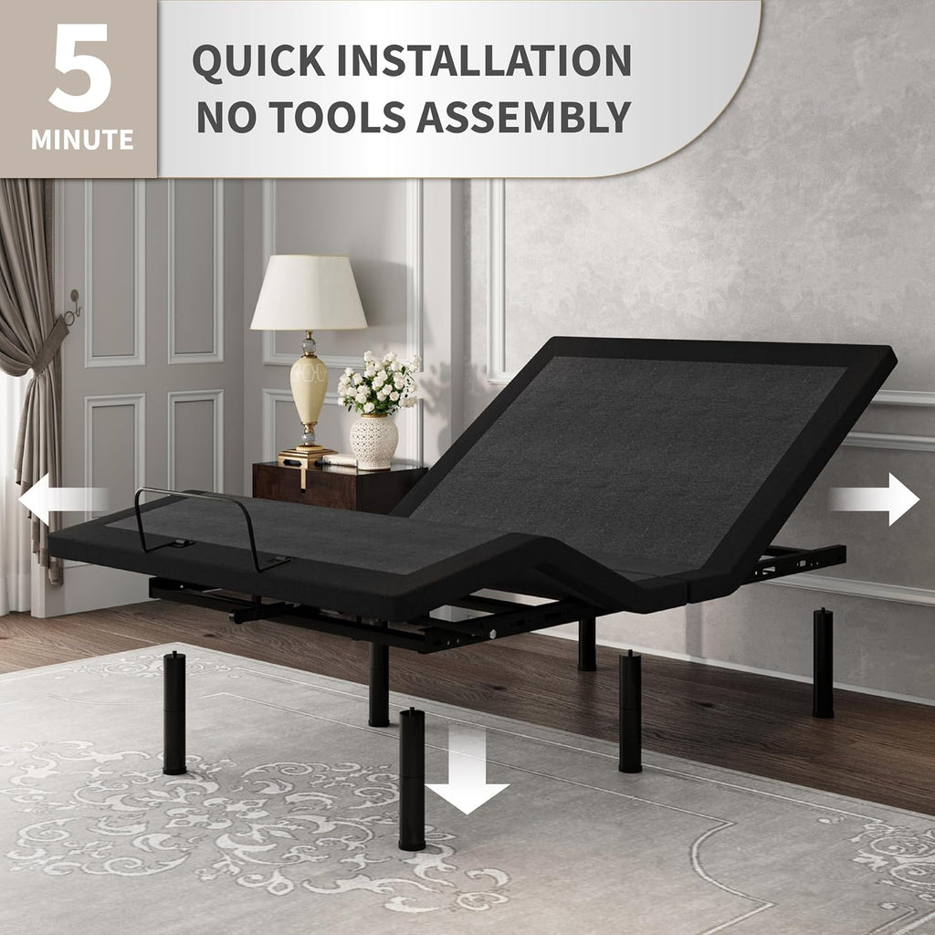 Dyonery Adjustable Bed Base Frame (Frame Only), Head & Foot Incline, 750lbs Lift Capacity, Powerful Quiet Motor, Wireless Remote, 5 Minutes Tools-Free Assembly, Anti-Snore, Twin XL Size