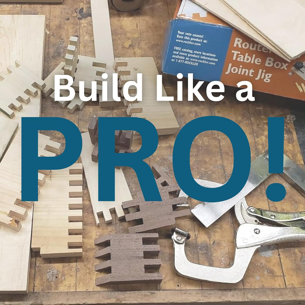 Router Table Box Joint Jig - Finger Joint Indexing Keys w/Three Finger Widths ¼', ⅜' & ½' - Stable MDF Router Fence w/Low-Friction Melamine Coating - Knobs to Lock Platform w/ ¾' Miter Slot