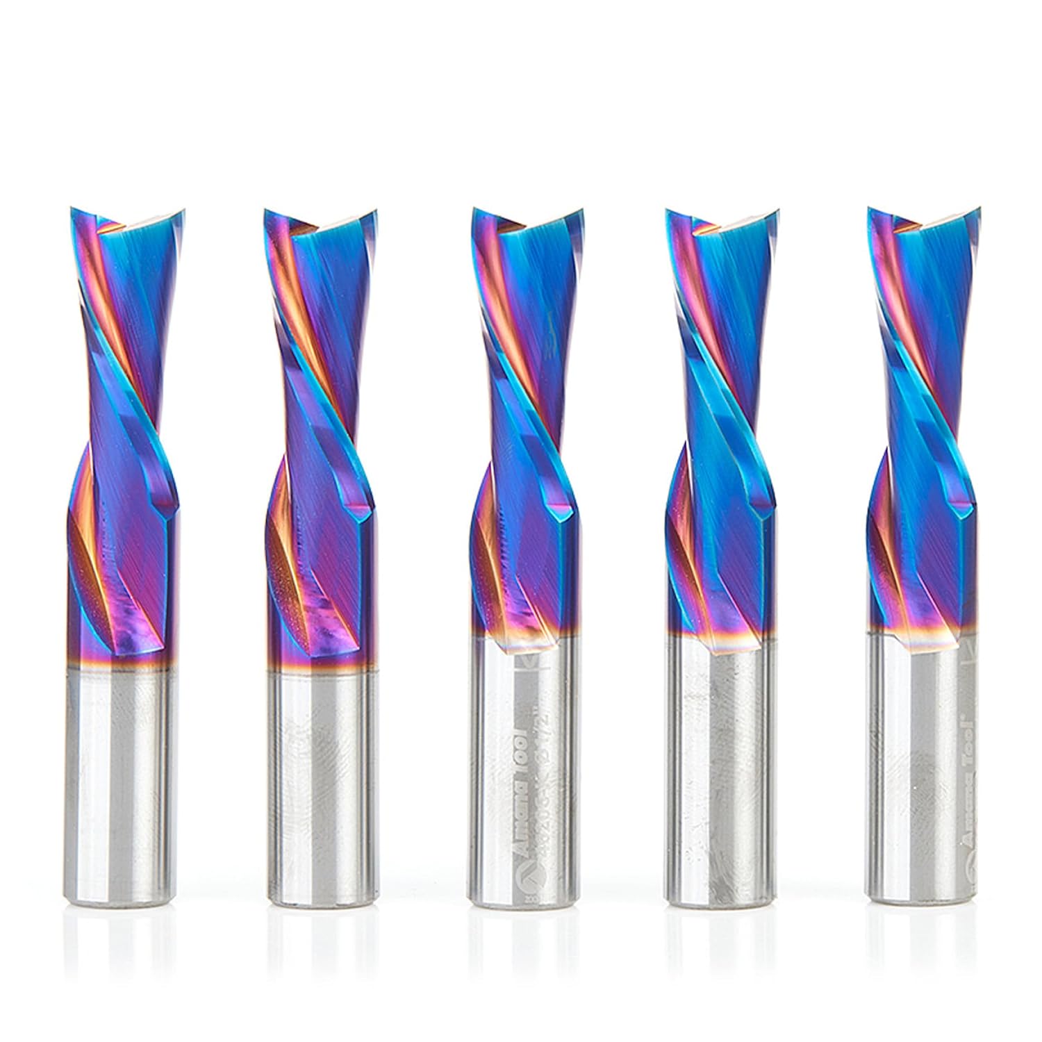 Amana Tool 46206-K-5, 5-Pack SC Spektra Extreme Tool Life Coated Spiral Plunge 1/2 Dia x 1-1/4 CH x 1/2 SHK 3 Inch Long Down-Cut Router Bits