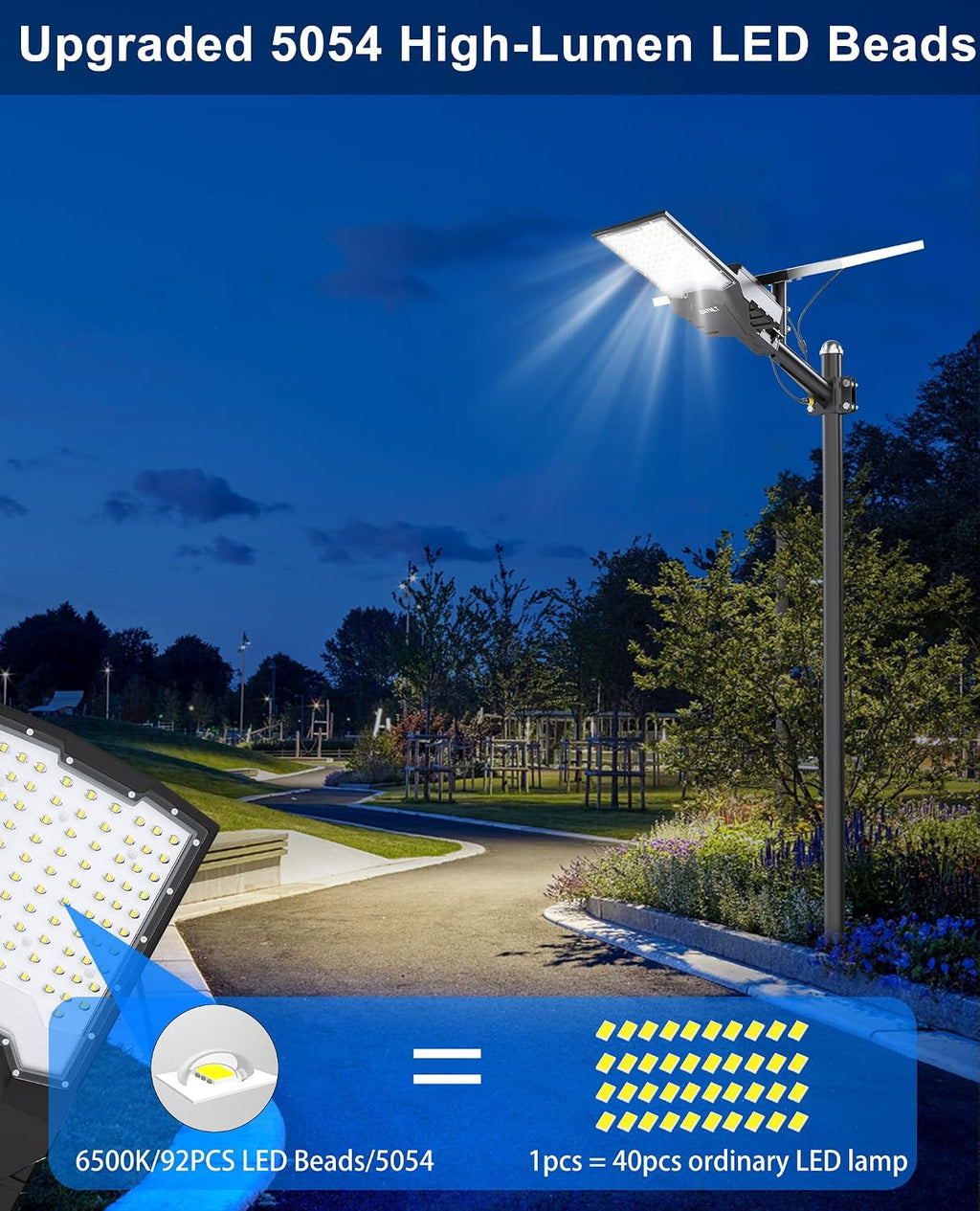 JAYNLT X-10000W Solar Street Lights Outdoor,6500K Ultra-Large Parking Lot Lights Commercial Dusk to Dawn,IP67 Industrial Grade Waterproof Solar Power Flood Security Lamps for Driveways,Yard