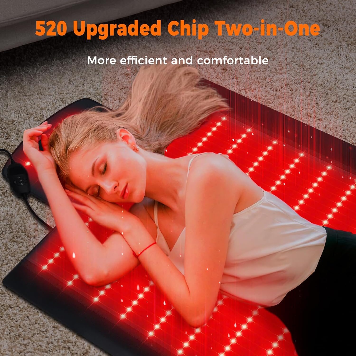2570 LEDs Dual Full Body Red Light Therapy Mat, Red Light Therapy Blanket, 2570pcs 2in1 LEDs(660nm& 850nm), Premium Leather, Adjustable Timer & Intensity (520 LEDs)