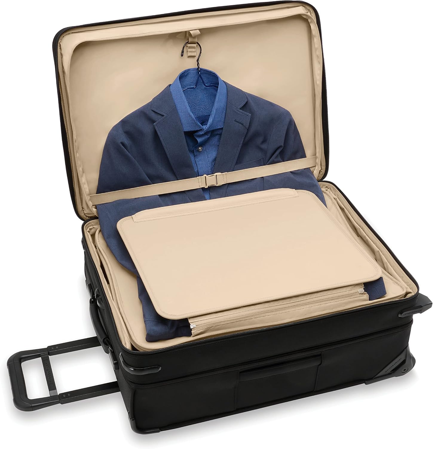 Briggs & Riley 26' Medium Expandable Upright - Checked Luggage for Travel, Suitcases with Wheels, Softside Rolling Bag for Men & Women, Self-Repairing Zipper - Baseline Collection, Black