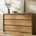 3 Pieces of Dresser and Nightstand Set,47.2' Width 6-Drawer Dresser & 2-Drawer Nightstands Set of 2,Nightstand with USB&Type C Charging Station&Outlets, Modern Design for Bedroom,Natural Oak