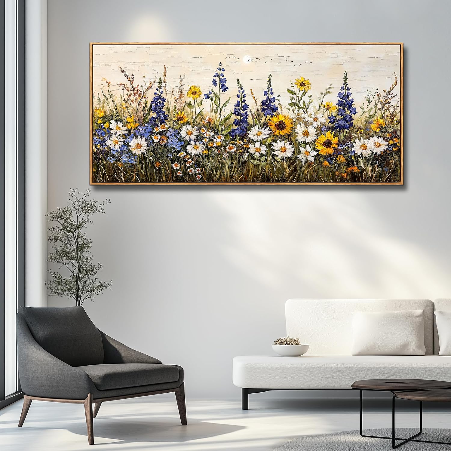 ERQINHUA Farmhouse Wall Decoration For Living Room Large Canvas Wall Art For Bedroom Office Mural Boho Flowers Watercolour Restaurant Wall Pictures Printing Artwork Home Decor 32x72 In Wood Framed