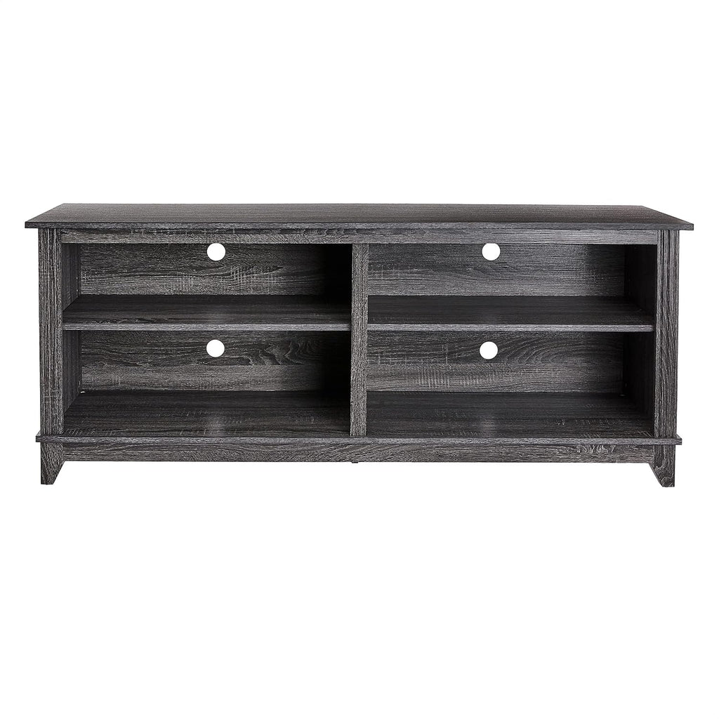 ROCKPOINT 58inch TV Stand Media Console for TV's up to 65 Inches, Home Living Room Storage Console, Entertainment Center with 4 Open Storage Shelves, Modern TV Console Table (Charcoal)
