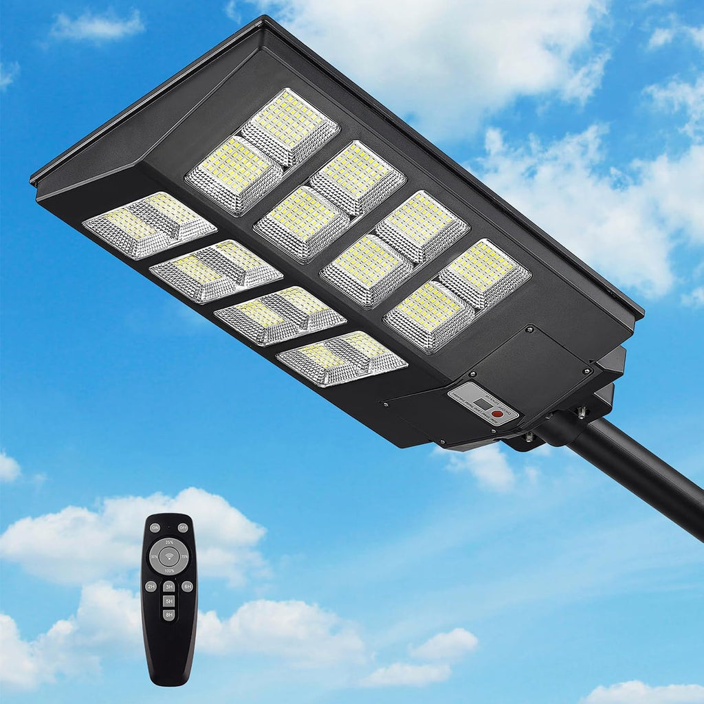 Lovus 2Pack LED Solar Street Lights Outdoor, 8000W 800000LM Parking Lot Lights Dusk to Dawn with Motion Sensor, Commercial Flood Security Light Solar Powered for Garage