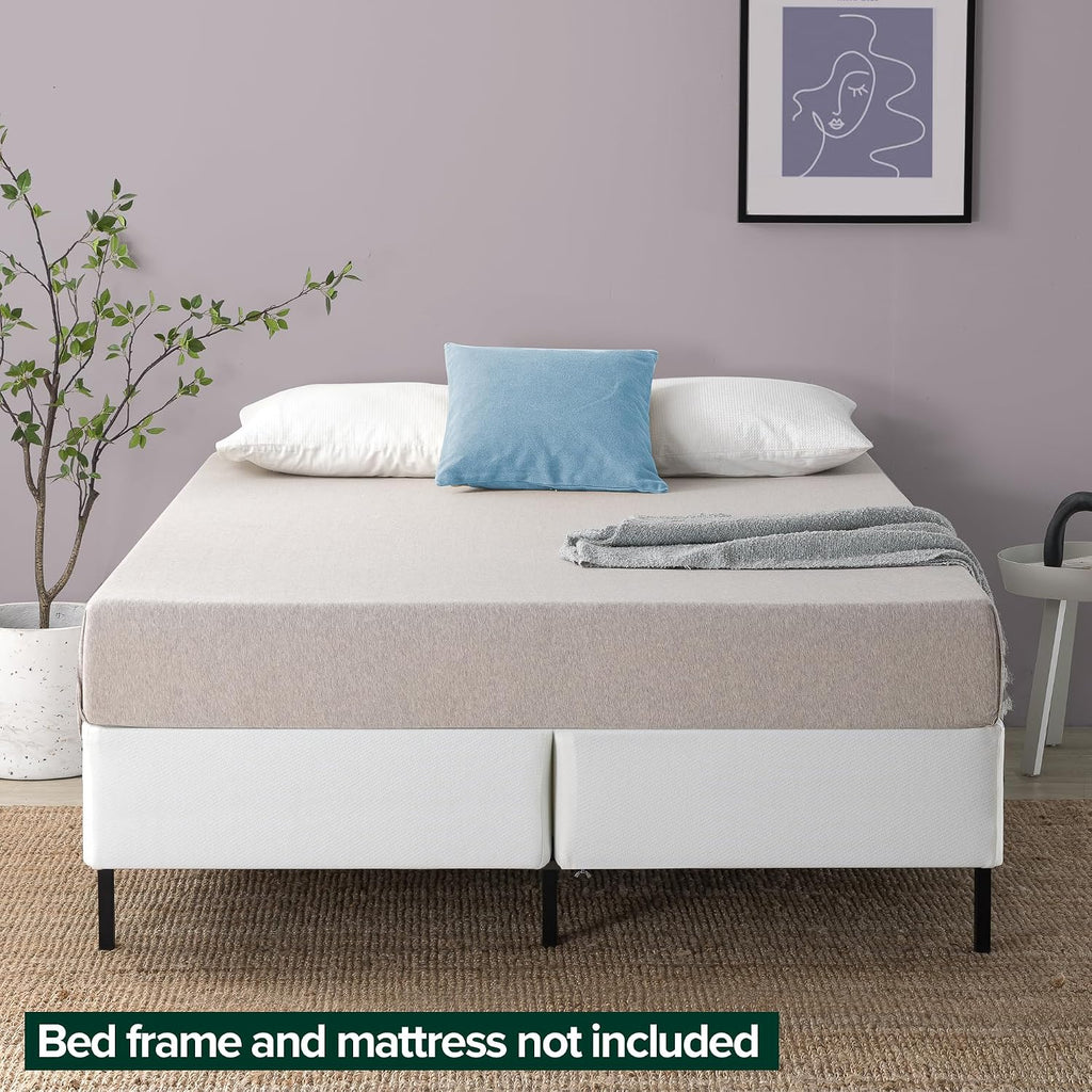 ZINUS 9 Inch Box Spring with Cover, No Assembly Mattress Foundation, Sturdy Metal Structure, Split Queen, White