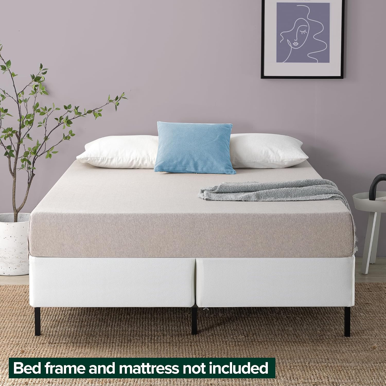 ZINUS 9 Inch Box Spring with Cover, No Assembly Mattress Foundation, Sturdy Metal Structure, Split Queen, White